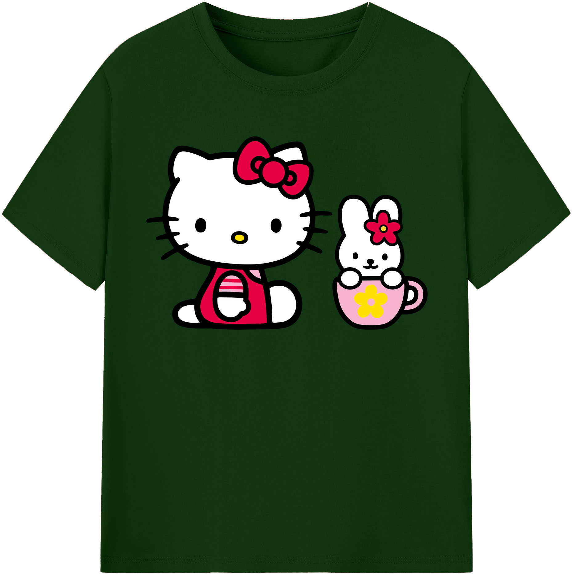（画像用） Hello Kitty ハローキティ 綿100％半袖Tシャツ（フロントプリント）